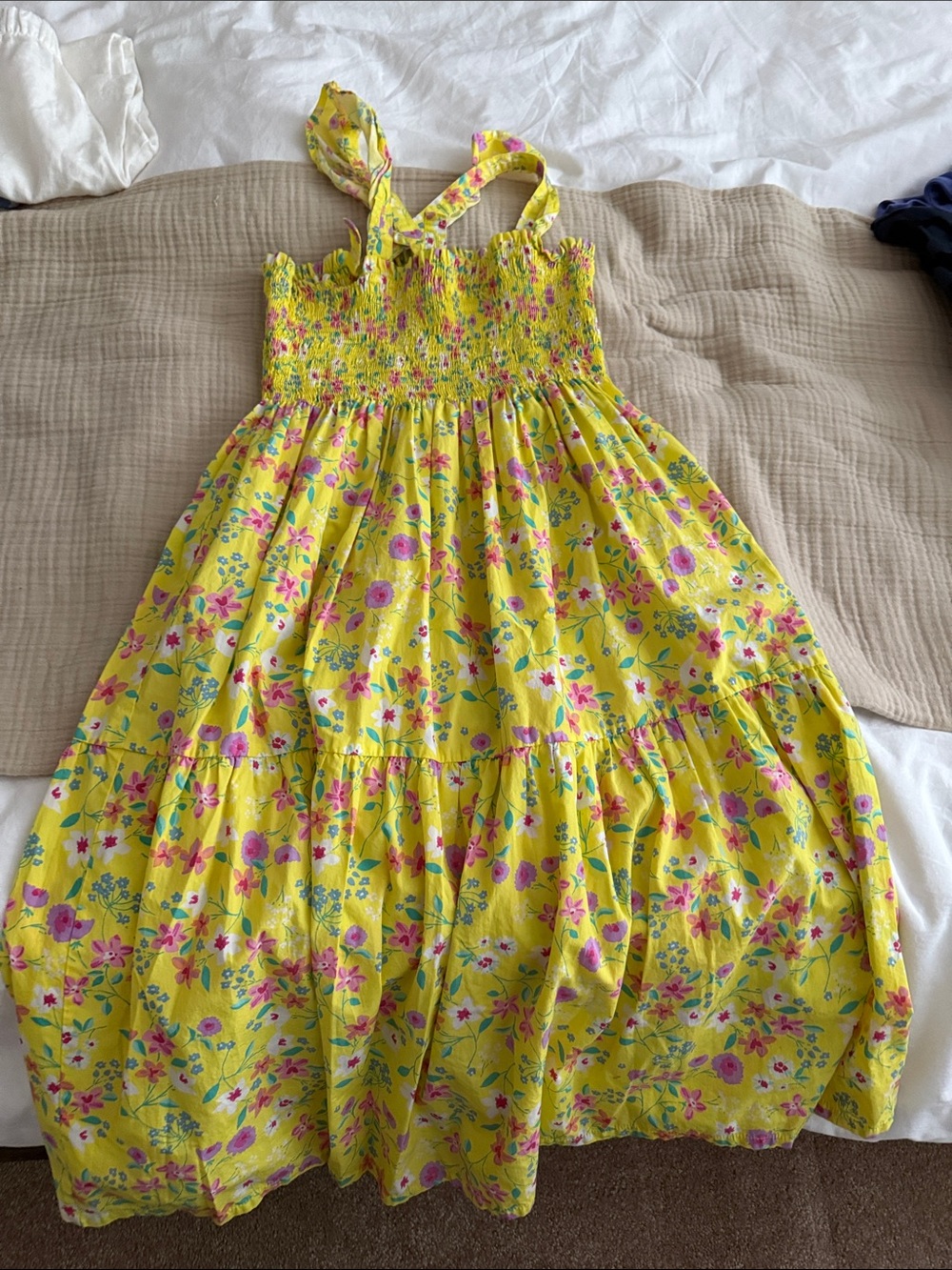 Tea Collection Yellow Floral Smocked Sundress